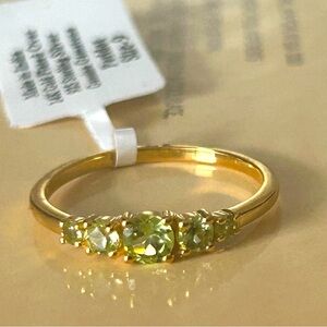 Natural Peridot 14K gold plated over sterling silver 925 size 9 ring